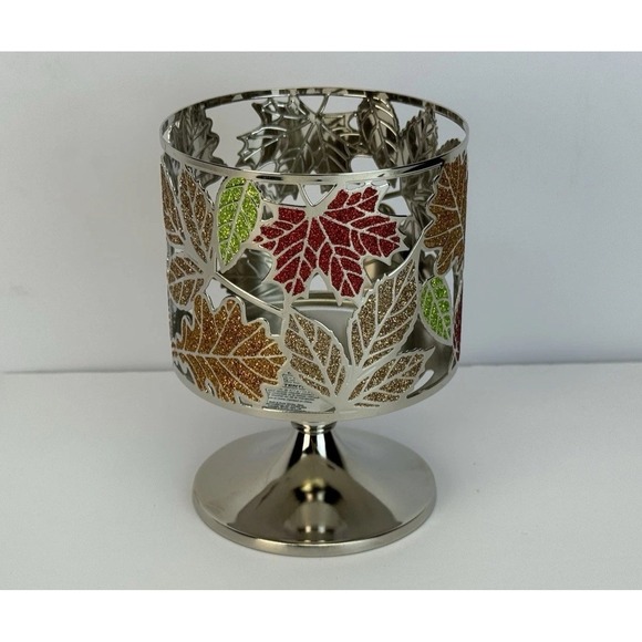 Bath and Body Works Maple Leaf 3‎ Wick Leaves Candle Holder Fall Green Yellow - Picture 2 of 10
